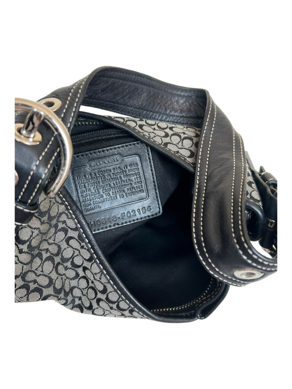 Vintage Coach Soho Signature Mini Hobo Bag - Y2K Black & Grey Demi Purse - Picture 11 of 12
